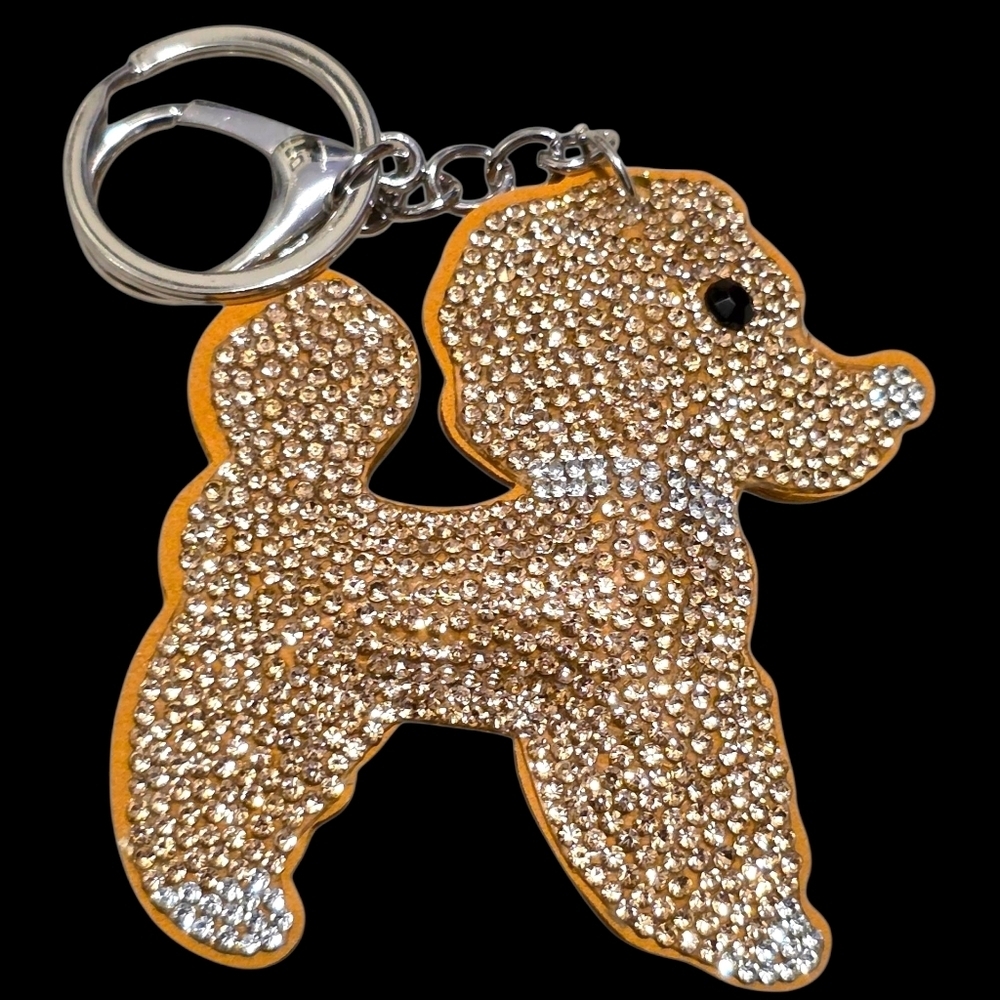 Sparkling Poodle Dog Bag Charm Keychain